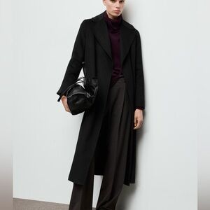 Mango Handmade Wool Black Belted Coat